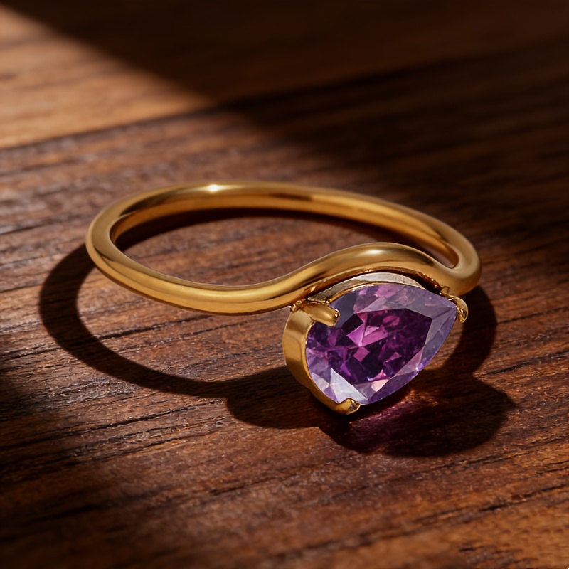Women's Colorful Teardrop Ring, Exquisite December Birthday Gift